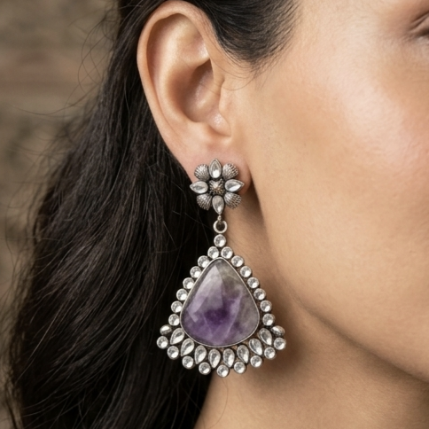 Amethyst Polki Danglers Earrings 